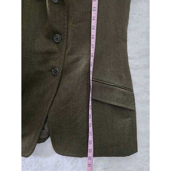 Linda Allard Ellen Tracy Wool Blazer Jacket Size 14 Olive Green Academia Career - Picture 7 of 10